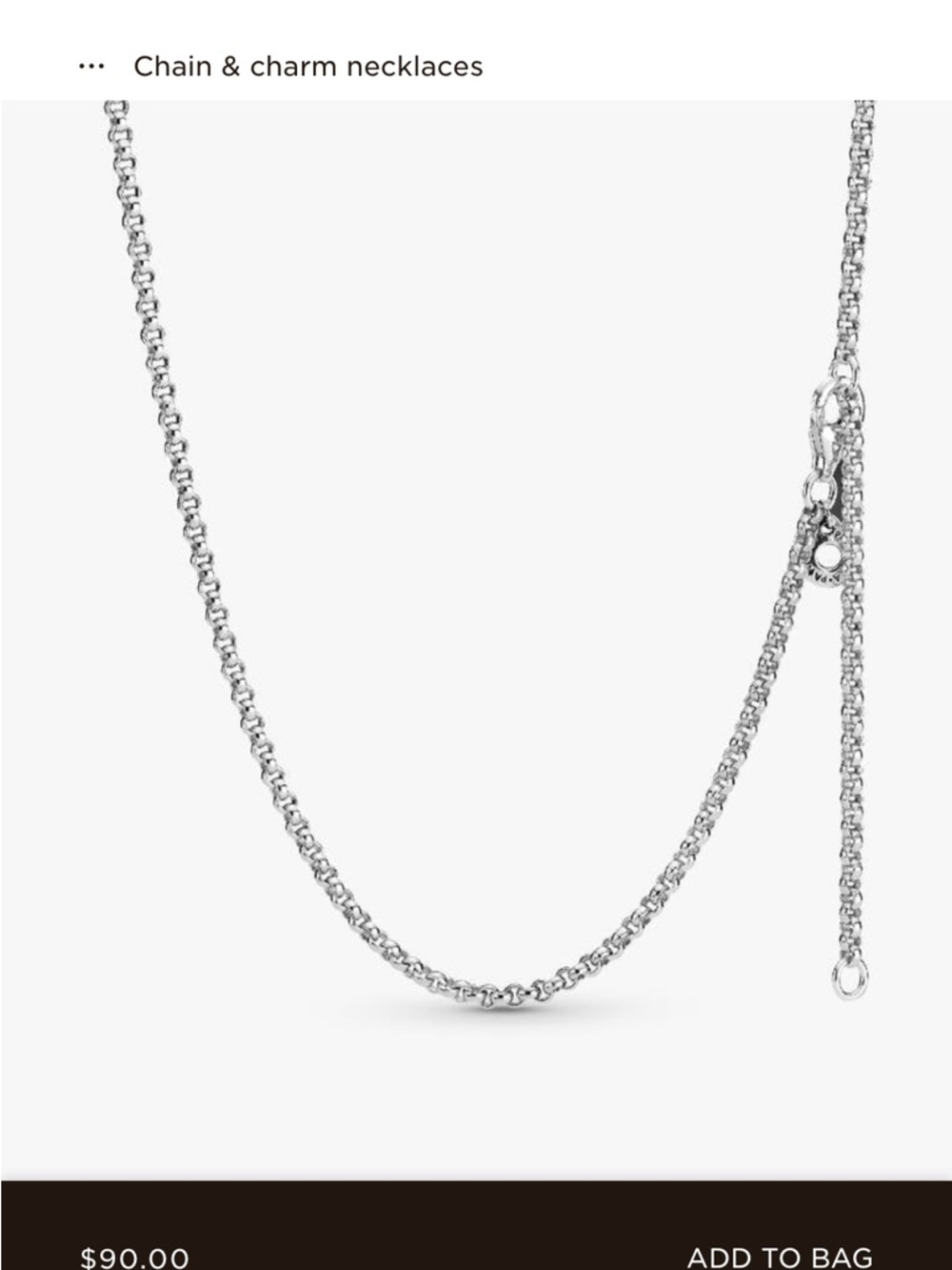 Pandora 925 Sterling Silver Rolo Chain Necklace - Women